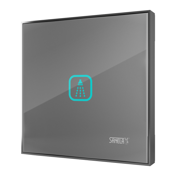Duș electronic cu ecran tactil, culoare sticlă gri deschis REF 9006, iluminat simbol azur, 24 V DC
