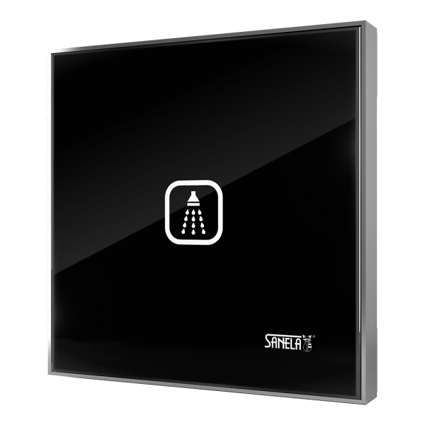 Duș electronic cu ecran tactil, culoare sticlă neagră REF 9005, iluminat simbol alb, 24 V DC