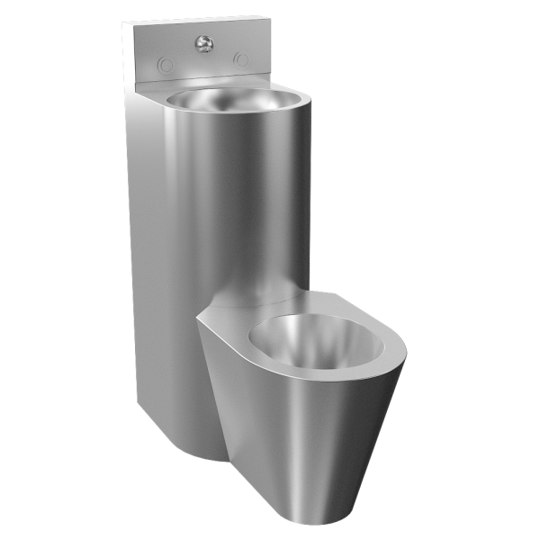 Combinație de lavoar și vas WC antivandal din oțel inox, vas WC stativ