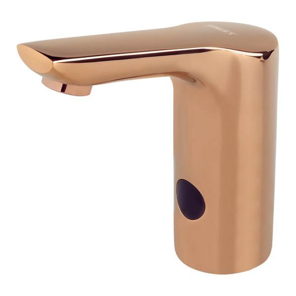 Baterie lavoar cu senzor pentru apa rece si calda, ROSE GOLD, 6 V