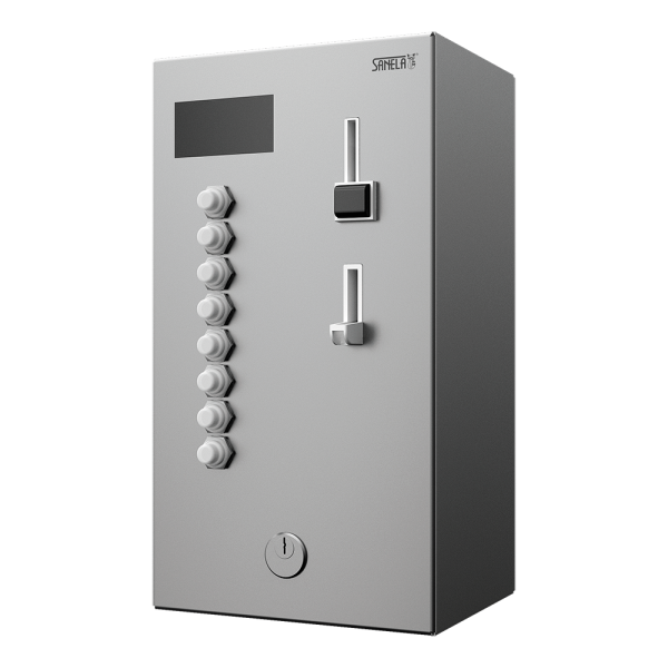 Unitate de duș cu monezi sau token de la 4 pâna la 12 dușuri, 24 V DC, alegerea dușului de utilizator, control direct