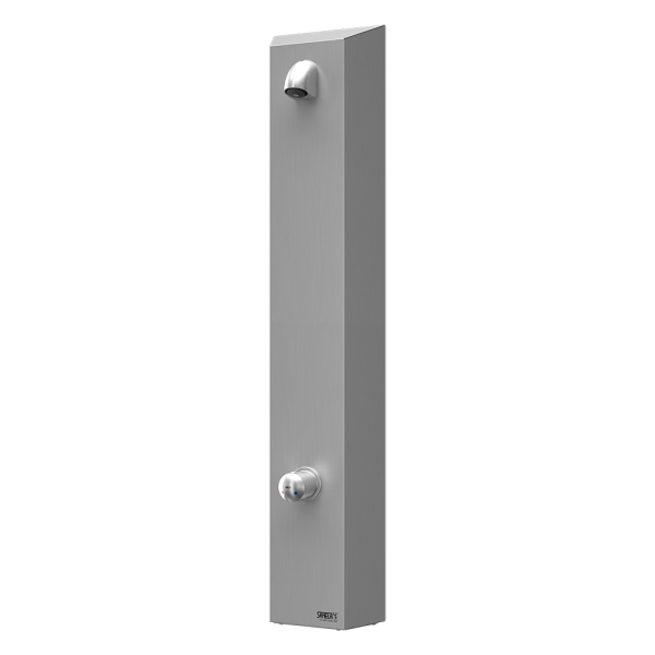 Panou de duș din oţel inox fără buton piezo pentru dușuri cu monezi și token cu index M - 2 căi de alimentare, cu mixer