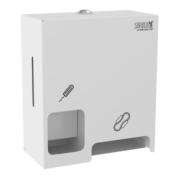 Dozator din oțel inoxidabil pentru tampoane și absorbante, acoperire cu pulbere albă