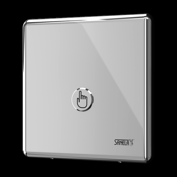 Robinet de spălare pentru vase WC cu buton piezo, finisaj polisat, 24V DC